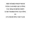 Một số biện pháp nhằm nâng cao hiệu quả công tác hoạch định chiến lược marketing tại Công ty cổ phần Ánh Dương Việt Nam VINASUN CORP