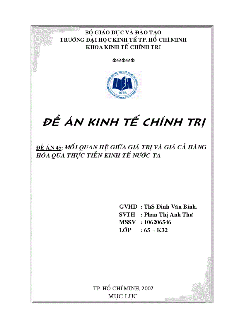 Mối quan hệ giữa giá trị và giá cả hàng hóa qua thực tiễn kinh tế nước ta 1