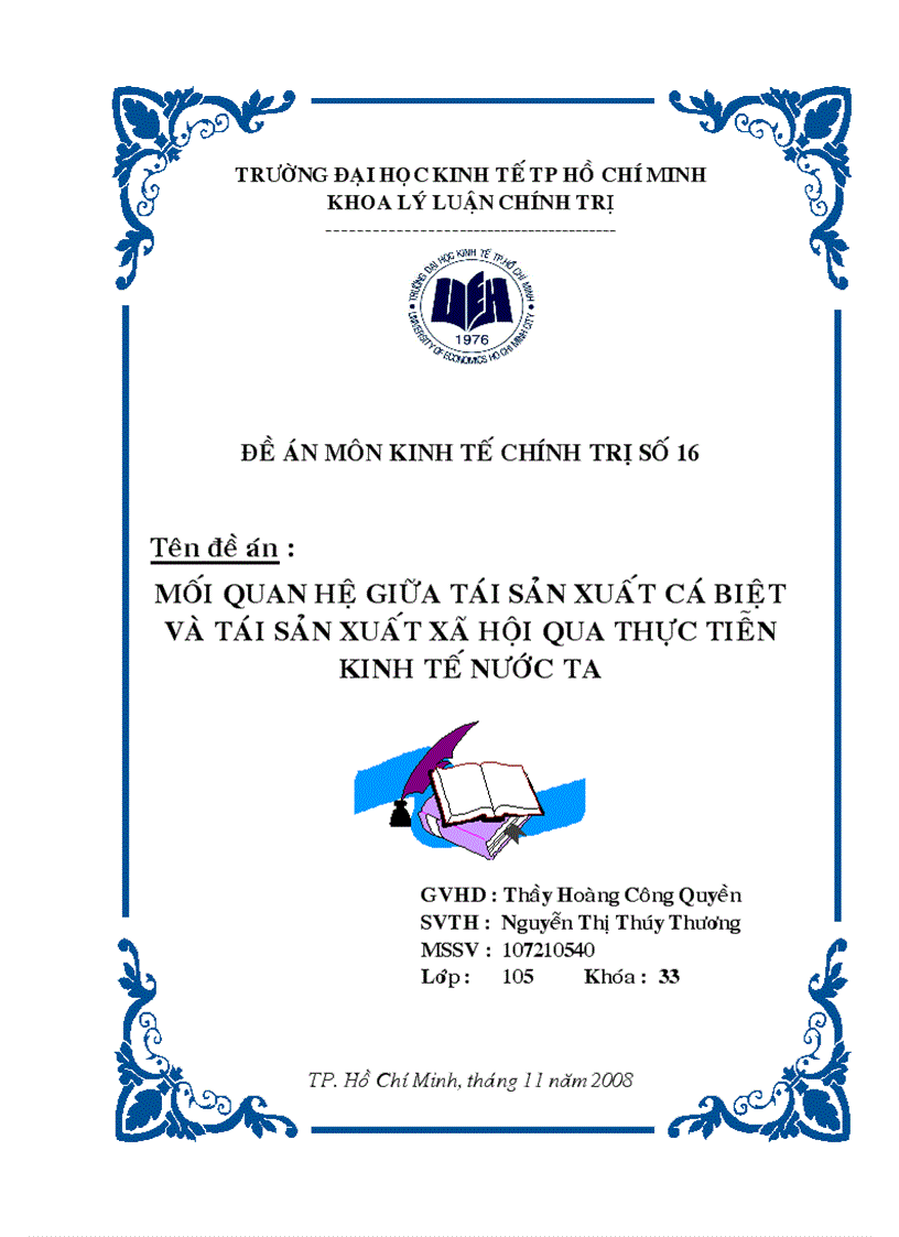 Mối quan hệ giữa tái sản xuất cá biệt và tái sản xuất xã hội qua thực tiễn kinh tế nước ta