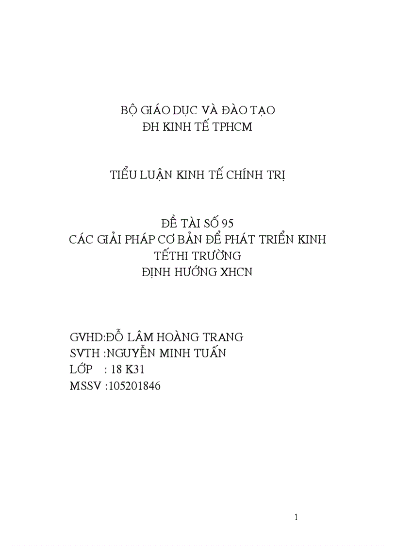 Các giải pháp cơ bản để phát triển kinh tếthi trường định hướng xhcn