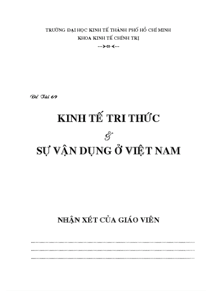 Kinh tế tri thức sự vận dụng ở Việt Nam