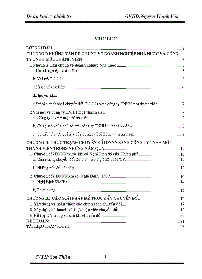 Chuyển doanh nghiệp nhà nước thành công ty TNHH một thành viên