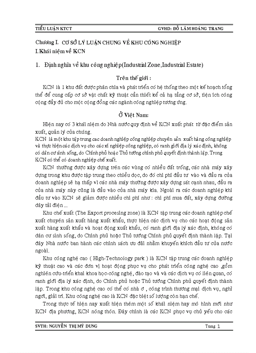 Vai trò của khu công nghiệp