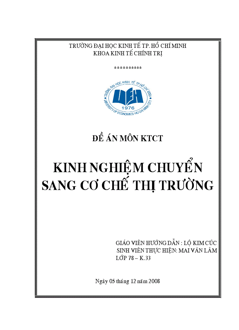 Kinh nghiệm chuyển sang cơ chế thị trường