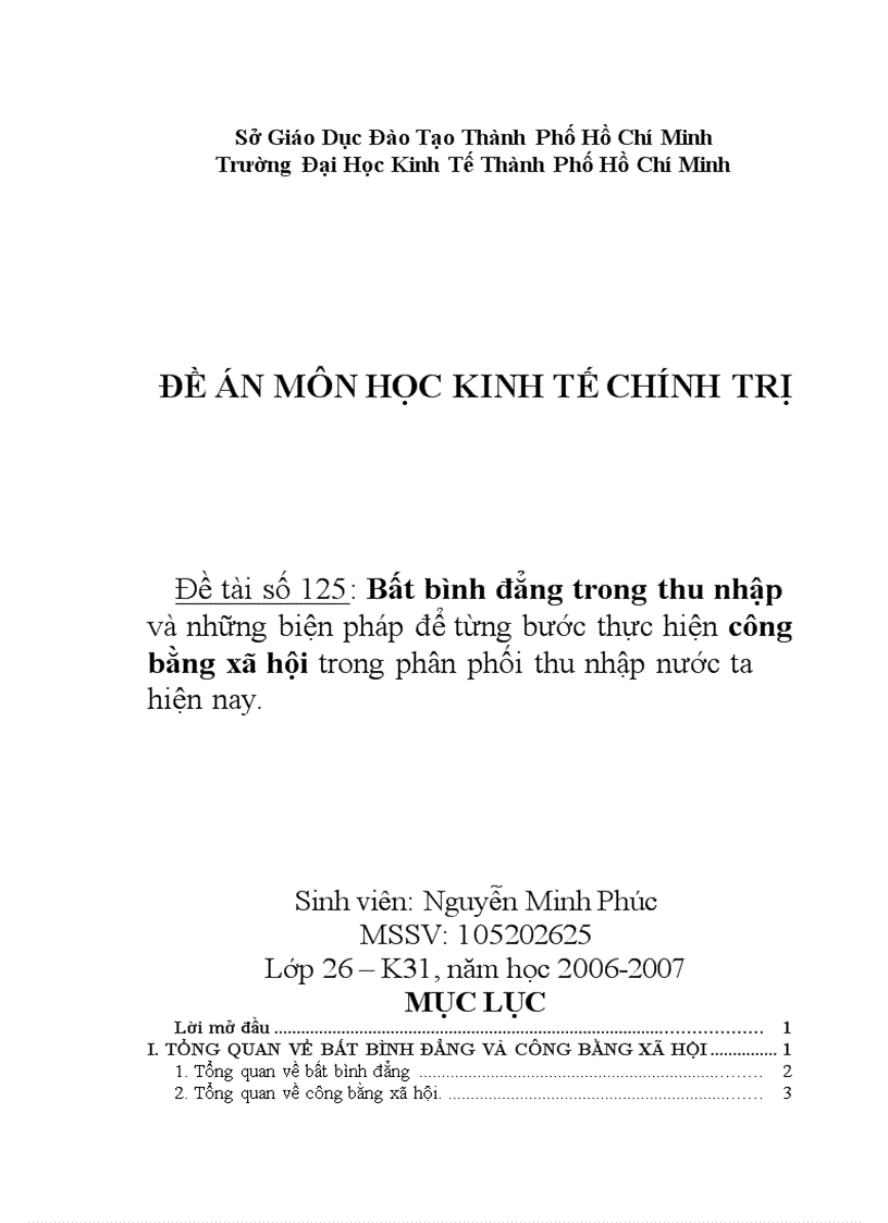 Bất bình đẳng trong thu nhập và những biện pháp để từng bước thực hiện công bằng xã hội trong phân phối thu nhập nước ta hiện nay