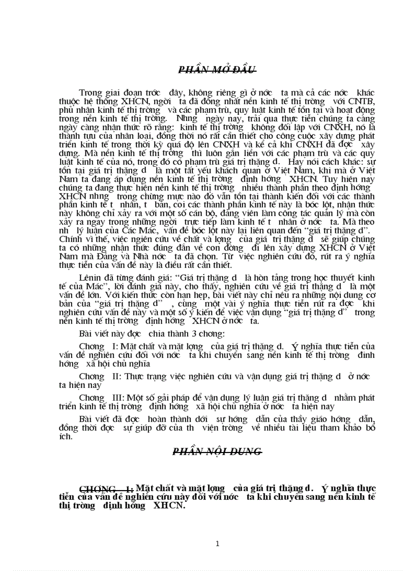 Thực trạng vận dụng nghiên cứu giá trị thặng dư ở nước ta