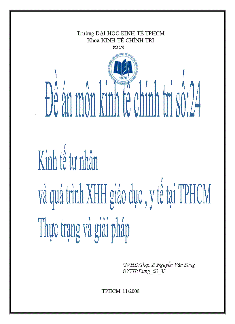 KTTN và quà trình XHH giáo dục y tê tại TPHCM thực trạng và giải pháp