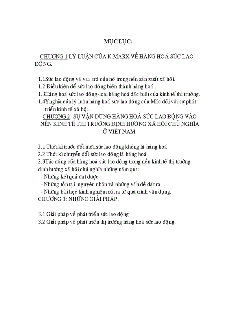 Sự vận dụng hàng hoá sức lao động vào nền kinh tế thị trường định hướng xã hội chủ nghĩa ở việt nam