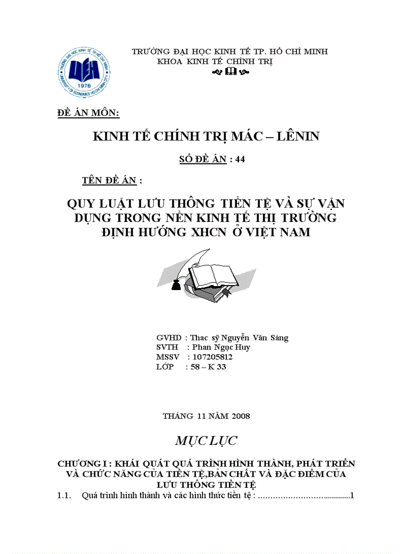 Quy luật lưu thông tiền tệ và sự vận dụng trong nền kinh tế thị trường định hướng xhcn ở VIỆT NAM