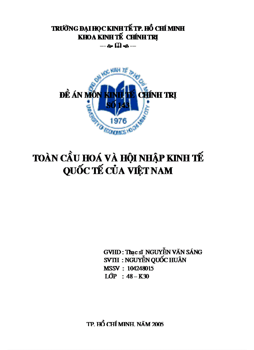 Toàn cầu hoá và hội nhập kinh tế quốc tế của VIỆT NAM