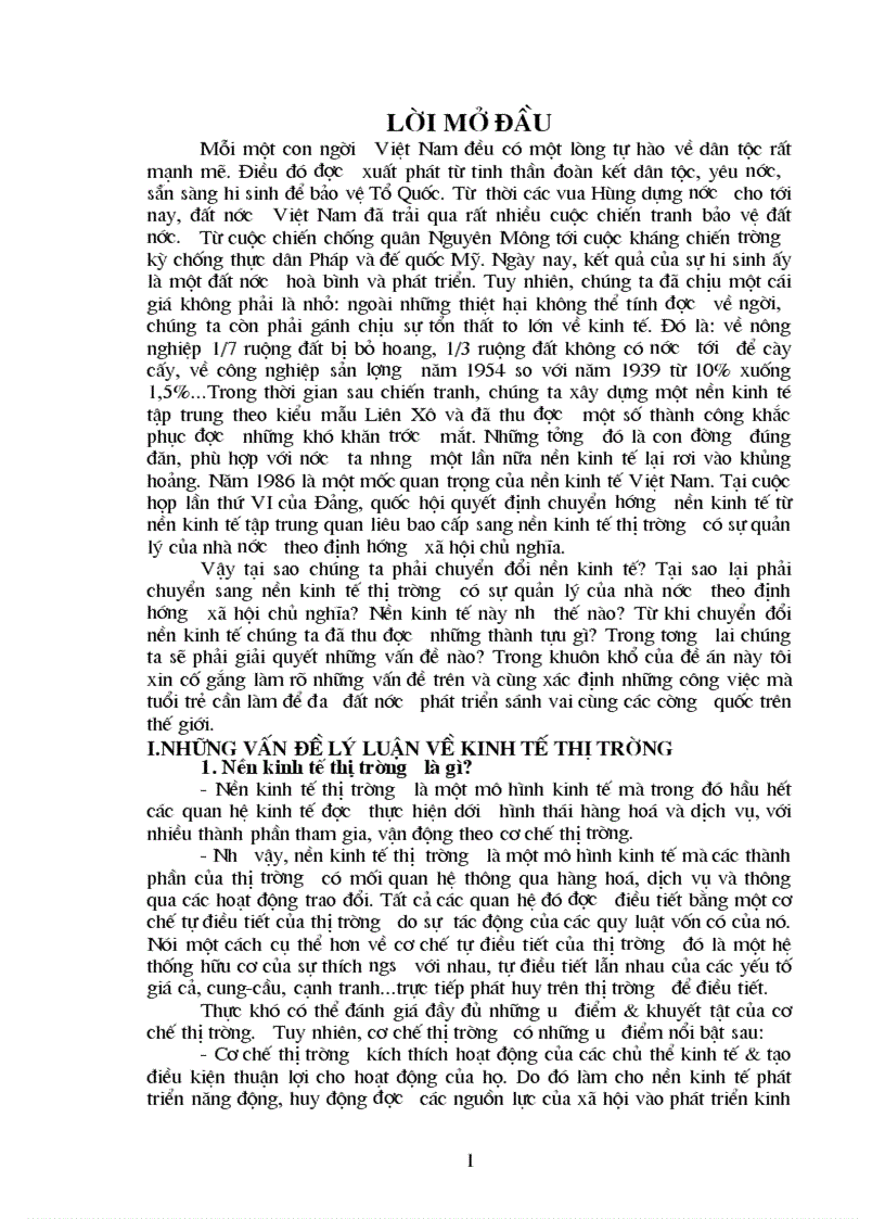 Thực trạng nền kinh tế thị trường ở nước ta 1