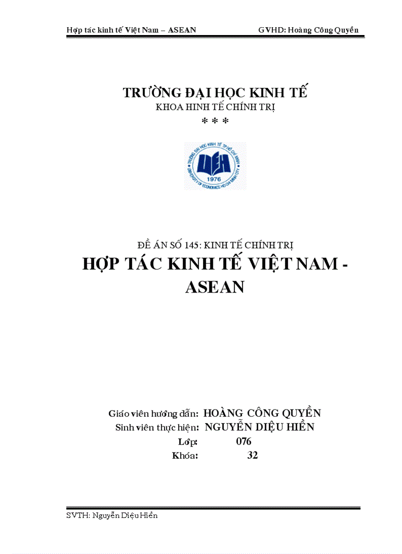 Hợp tác kinh tế việt nam asean 1