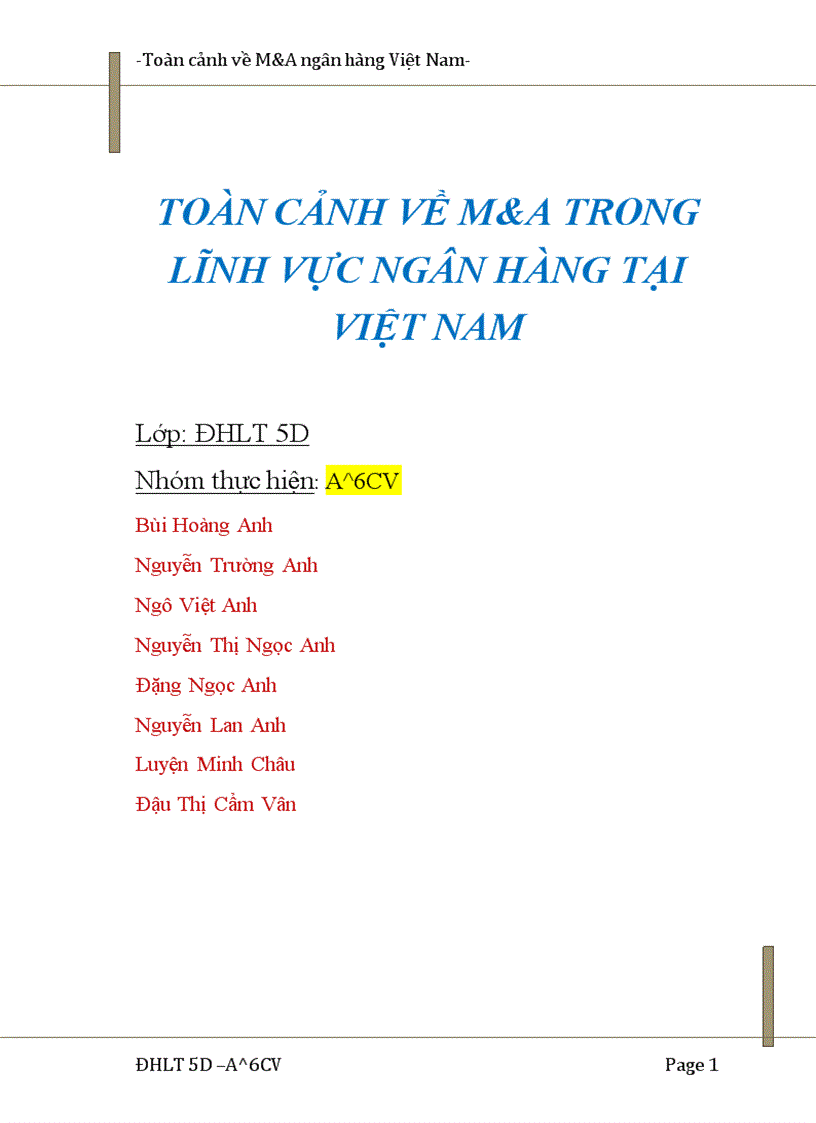 Toàn cảnh M A trong lĩnh vực ngân hàng Việt Nam