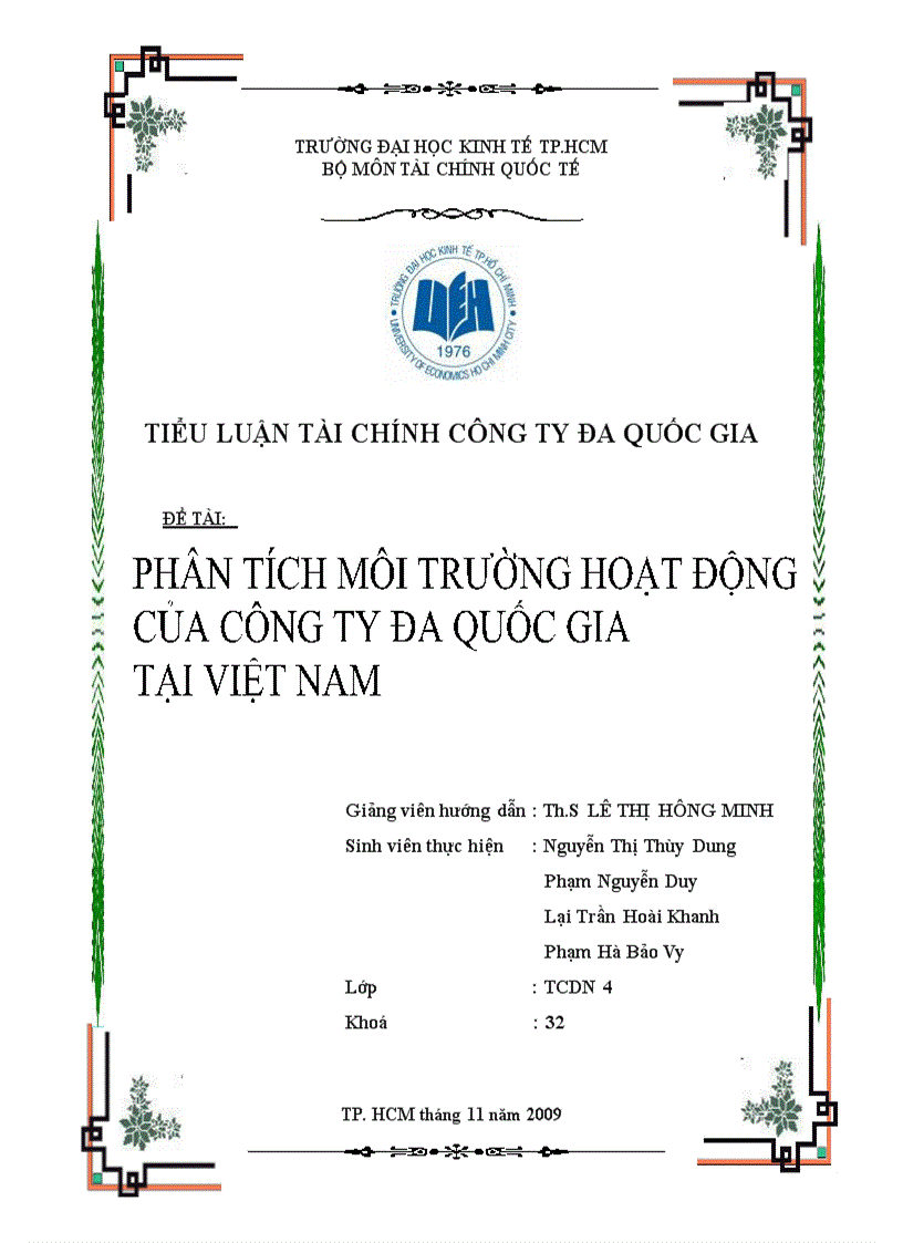 Phân Tích môi trường hoạt động của các công ty đa quốc gia tại Việt Nam