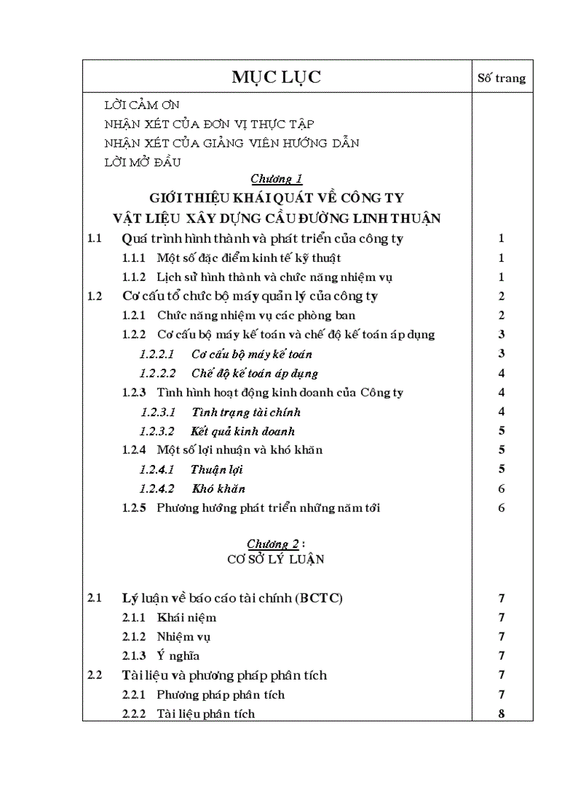 PHÂN TíCH TìNH HìNH TàI CHíNH TạI CÔNG TY TNHH TM XÂY DựNG CầU ĐƯờNG LINH THUậN