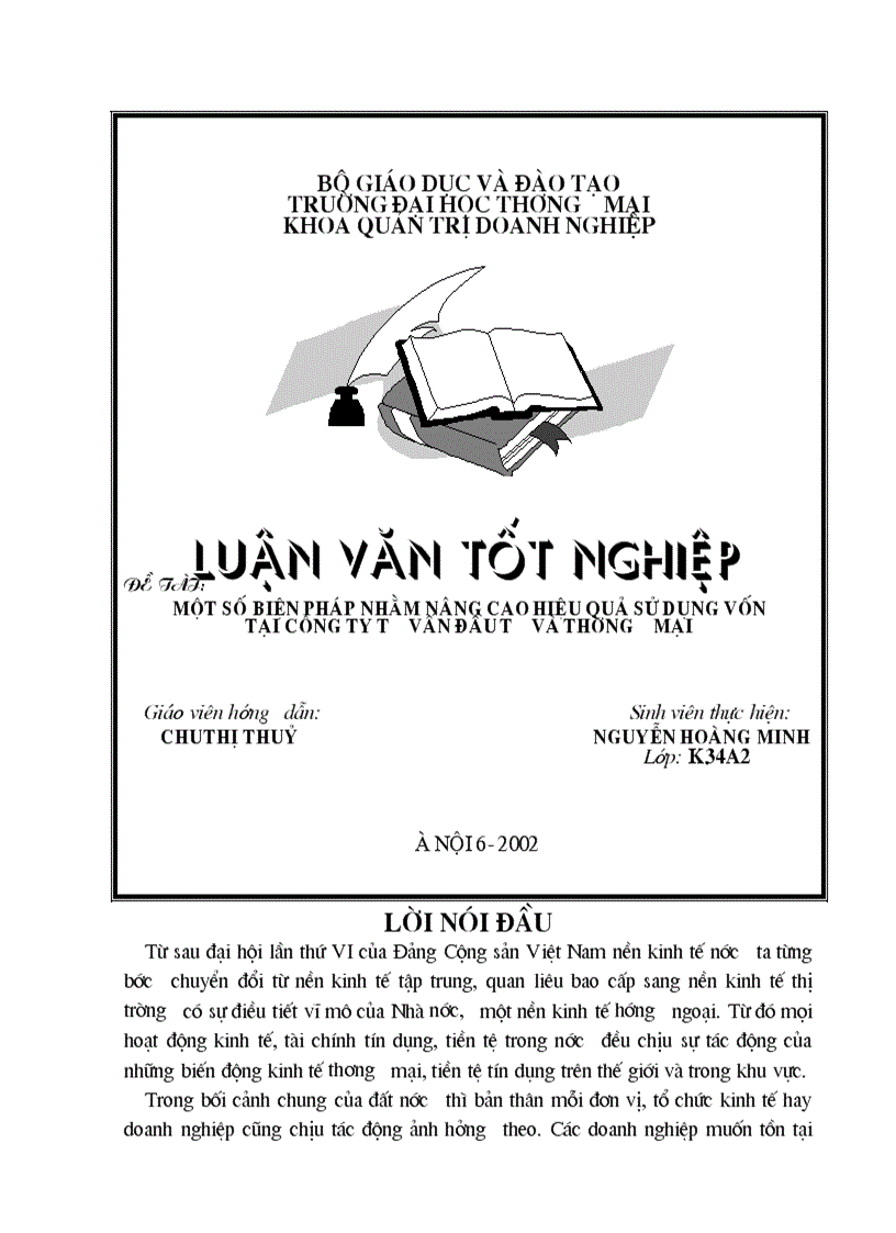 Một số biện pháp nhằm nâng cao hiệu quả sử dụng vốn Tại công ty Tư vấn đầu tư và thương mại 1