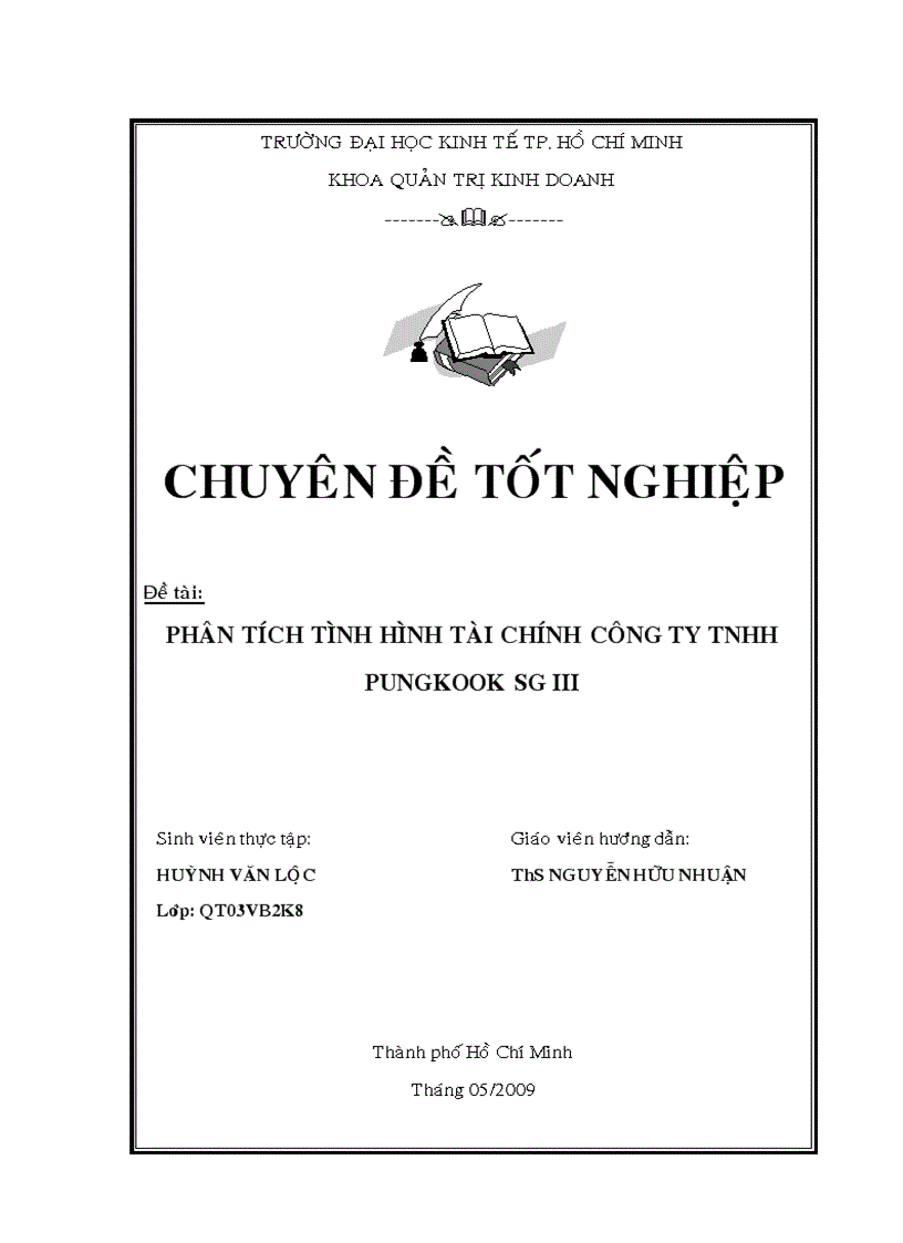 Phân tích tình hình tài chính Công ty TNHH PUNGKOOK SG III