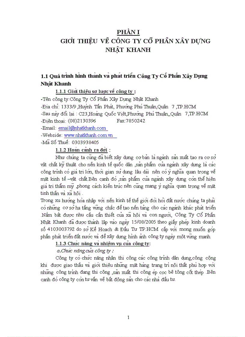 Phân tích tình hình tài chính công ty cổ phần xây dựng nhật khanh