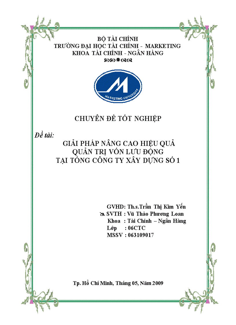 Một số giải pháp nhằm nâng cao hiệu quả quản trị vốn lưu động tại Tổng Công Ty Xây Dựng Số