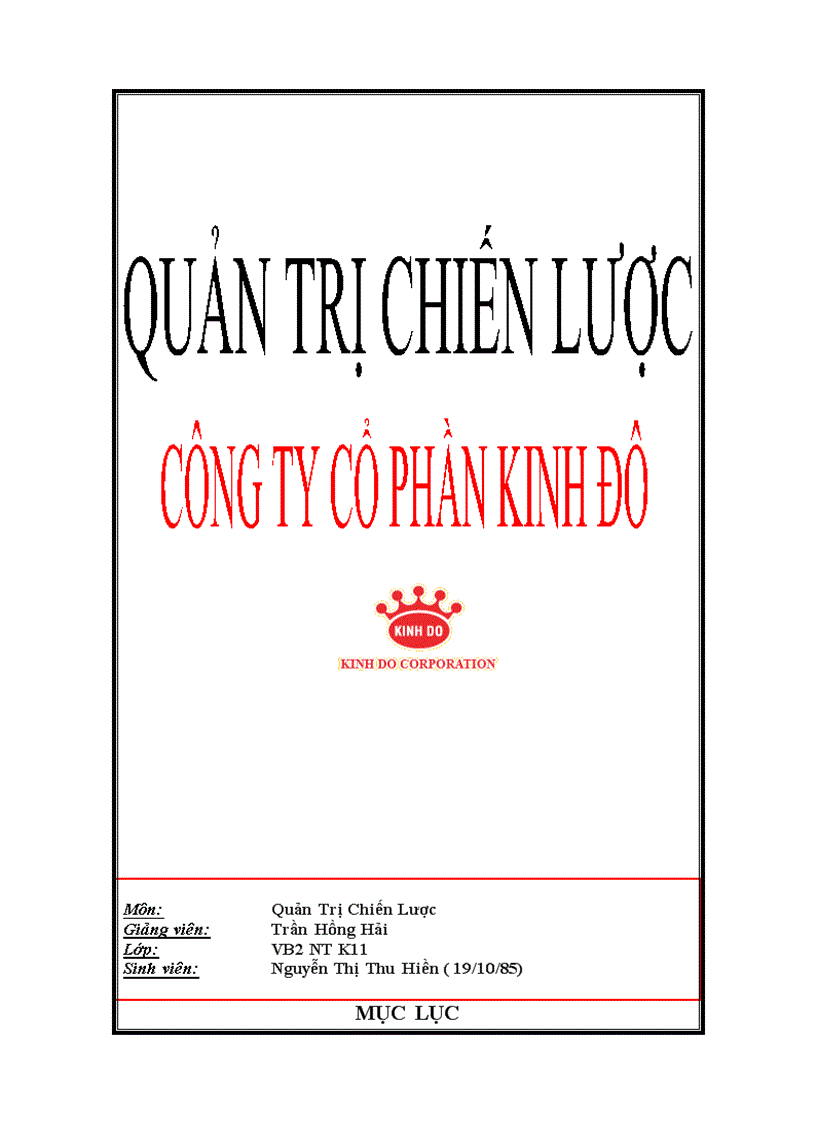 Quản trị chiến lược công ty cổ phần kinh đô