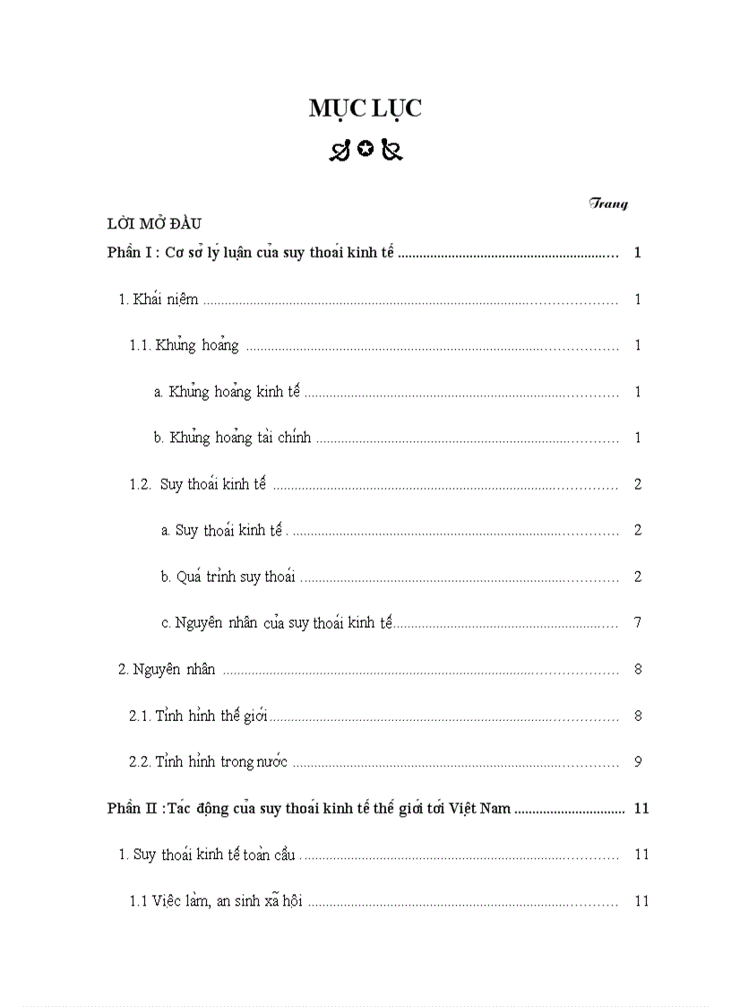 Đánh giá tác động của suy thoái kinh tế hậu khủng hoảng một số đề xuất về mặt chính sách đối với Việt Nam