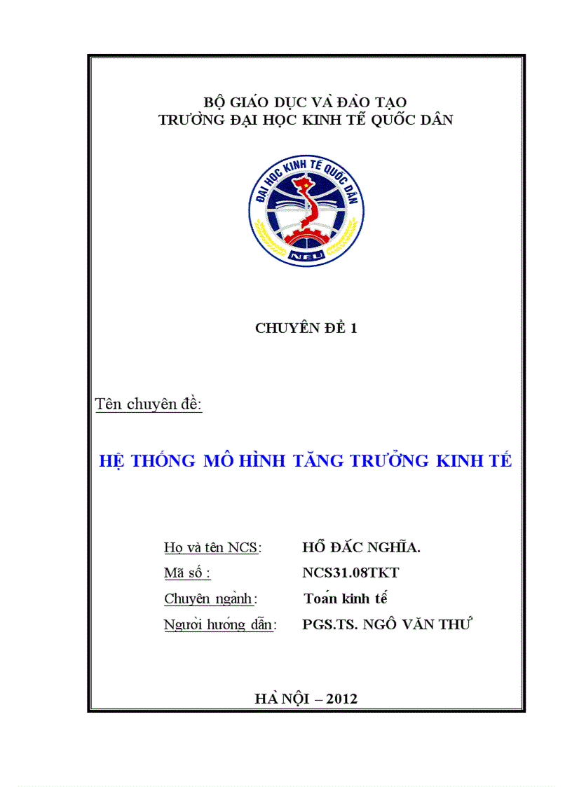 Hệ thống mô hình tăng trưởng kinh tế