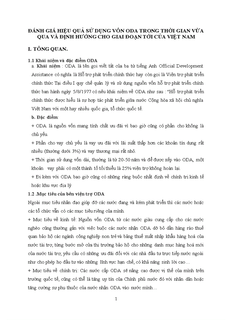 Đánh giá hiệu quả sử dụng vốn oda trong thời gian vừa qua và định hướng cho giai đoạn tới của việt nam