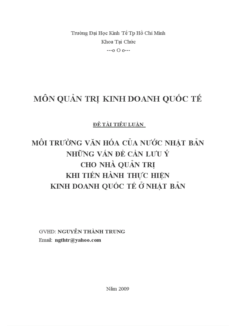 Môi trường văn hóa của nước nhật bản những vấn đề cần lưu ý cho nhà quản trị khi tiến hành thực hiện kinh doanh quốc tế ở nhật bản