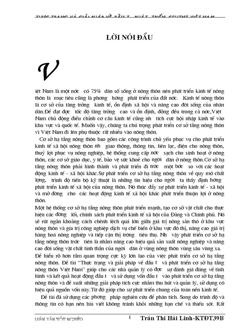 Thực trạng và giải pháp về đầu tư phát triển CSHTNT việt nam 1