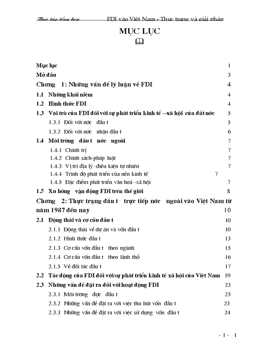 Đầu tư trực tiếp nước ngoài tại Việt Nam từ 1987 đến nay thực trạng và giải pháp