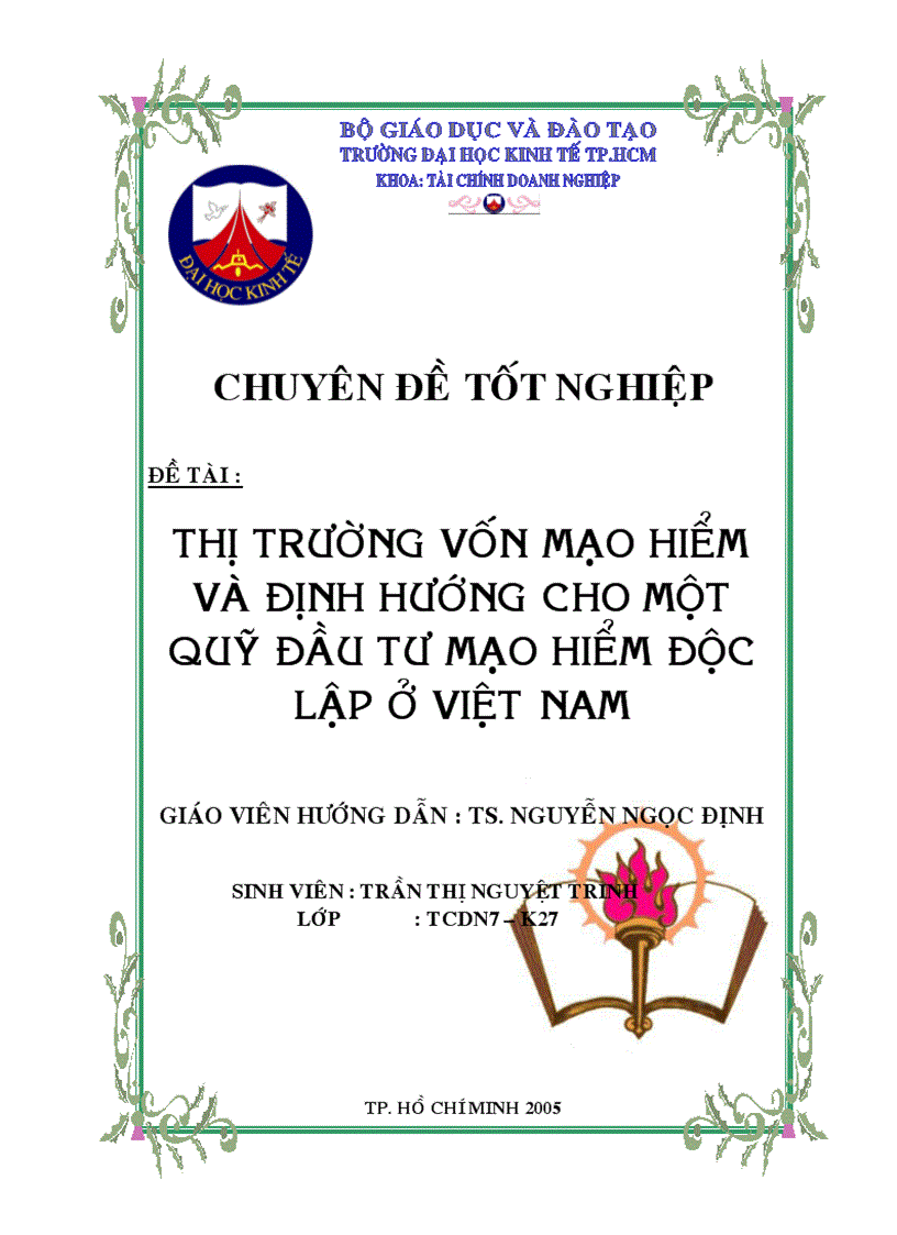 Thị trường vốn mạo hiểm và định hướng cho một quỹ đầu tư mạo hiểm độc lập tại VN