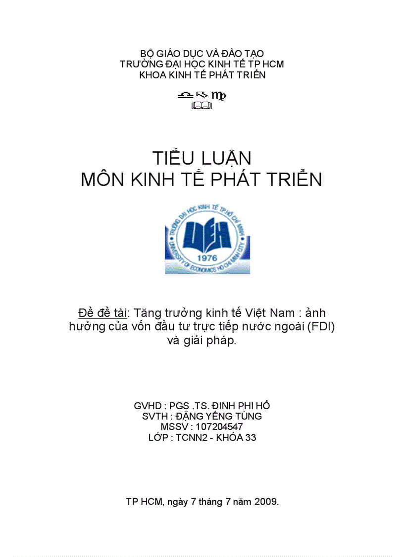 Tăng trưởng kinh tế Việt Nam ảnh hưởng của vốn đầu tư trực tiếp nước ngoài FDI và giải pháp