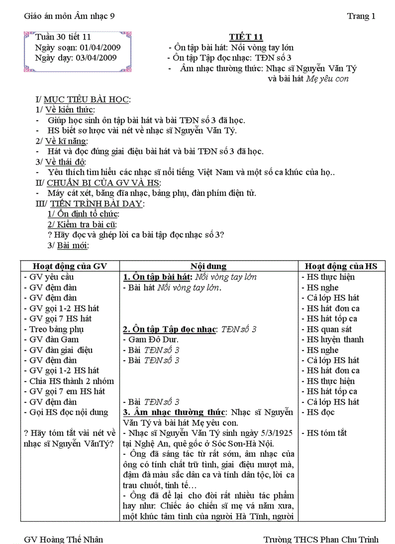 Nhạc lớp 9 Tiết 10 1