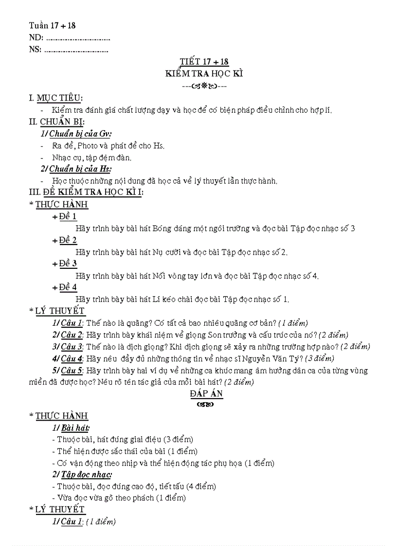 Nhac lớp 9 tiết 17 18