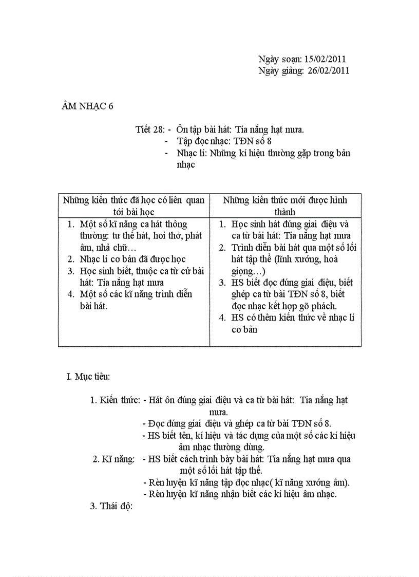 Tiết 28 âm nhạc 6