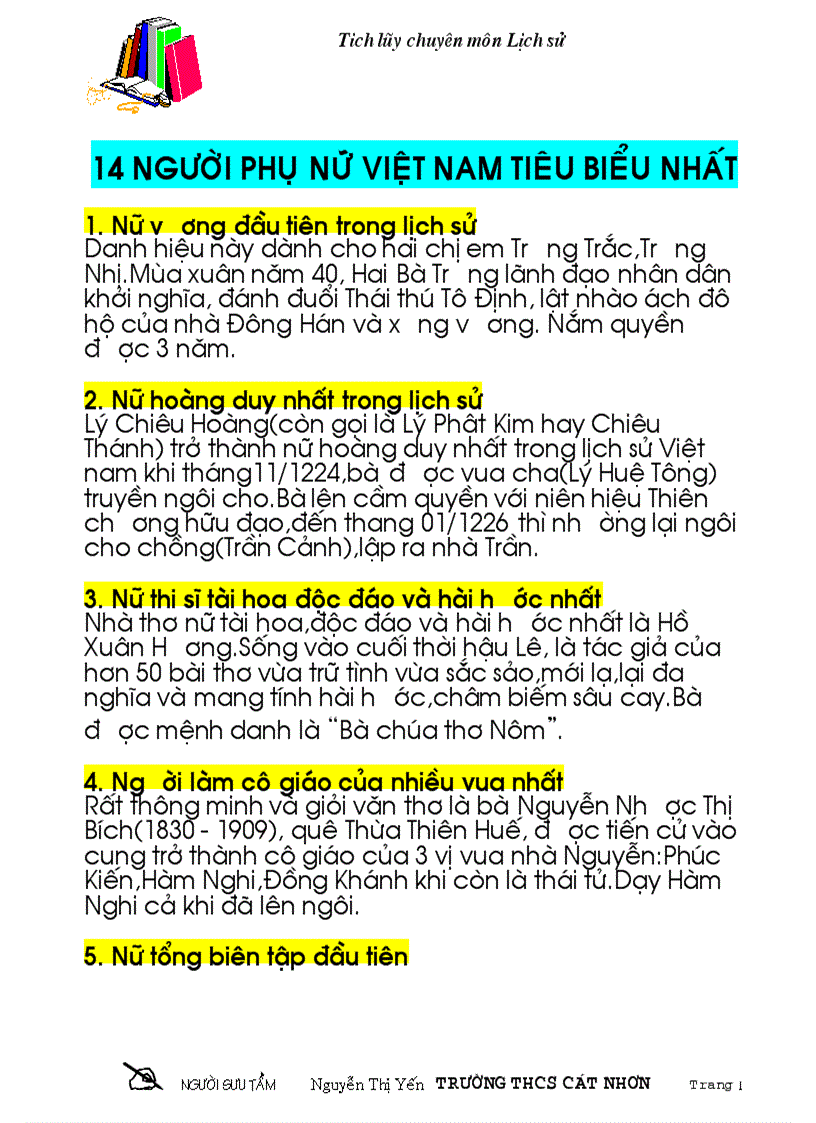 14 người phụ nữ tiêu biểu ở việt nam