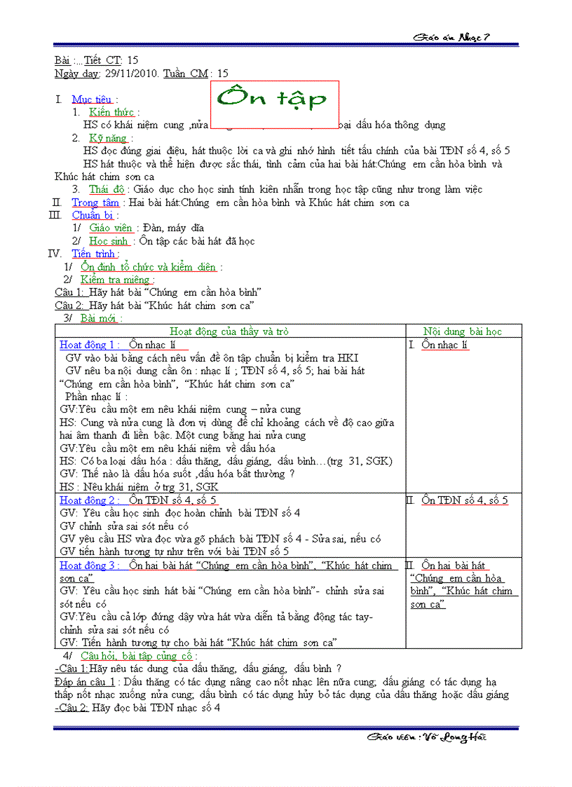 Nhạc 7 Tiết 15