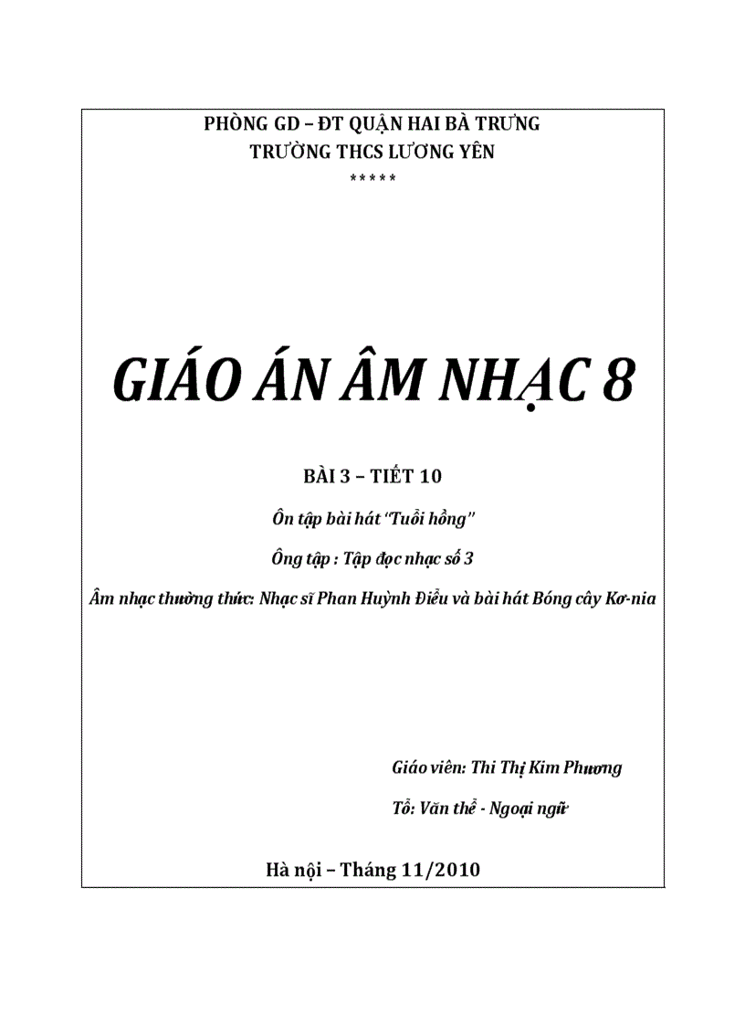 Âm nhạc 8 Tiết 10