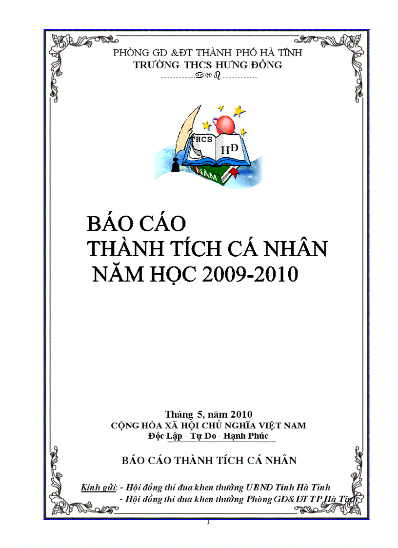 Báo cáo thành tích cá nhân CBQL