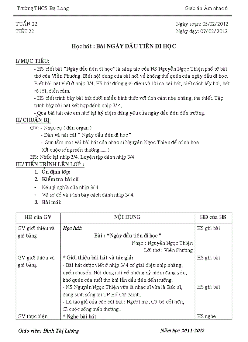 Âm nhạc 6 tiết 22