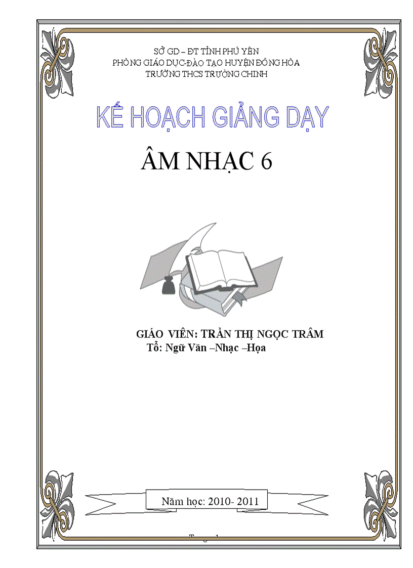 Kế hoạch giảng dạy nhac 6 trâm