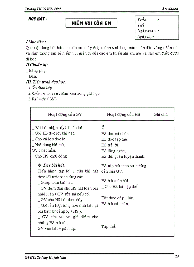 Giáo án âm nhạc 6 HK 2