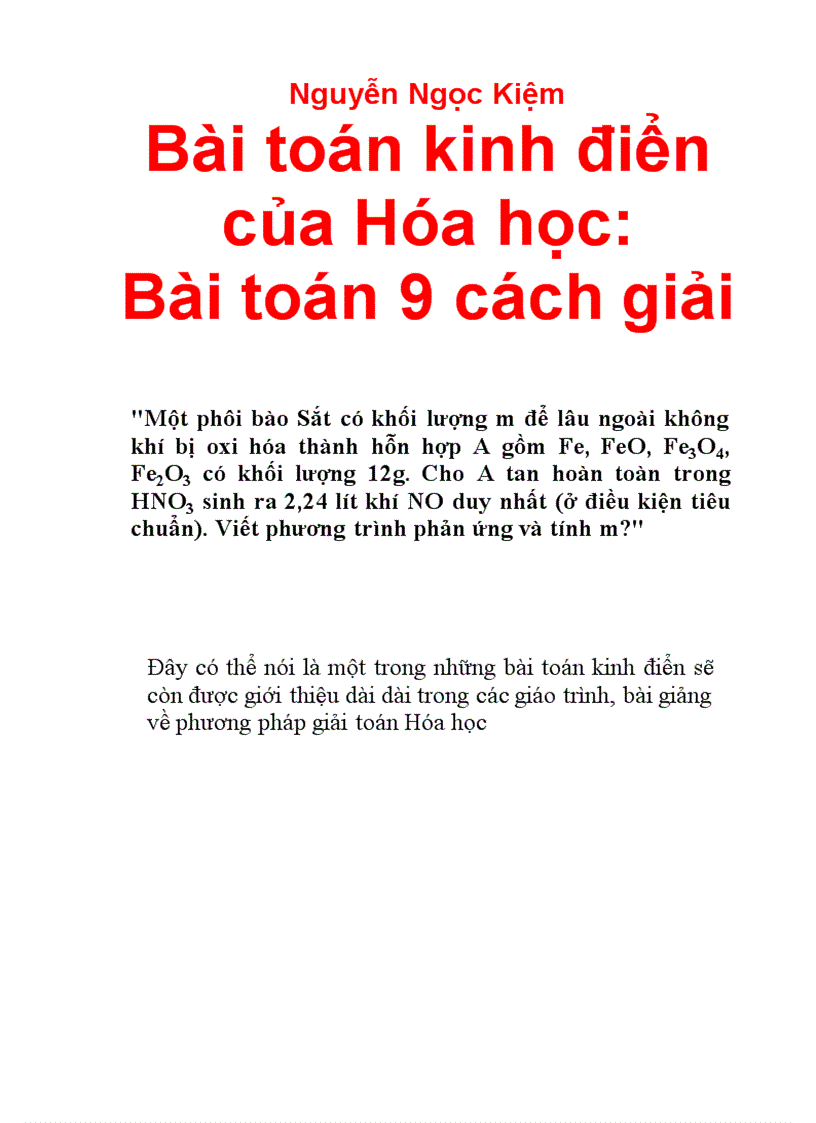 Bài tập hóa học hay