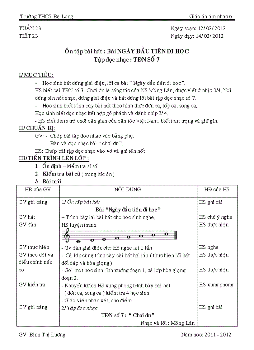 Âm nhạc 6 tiết 23