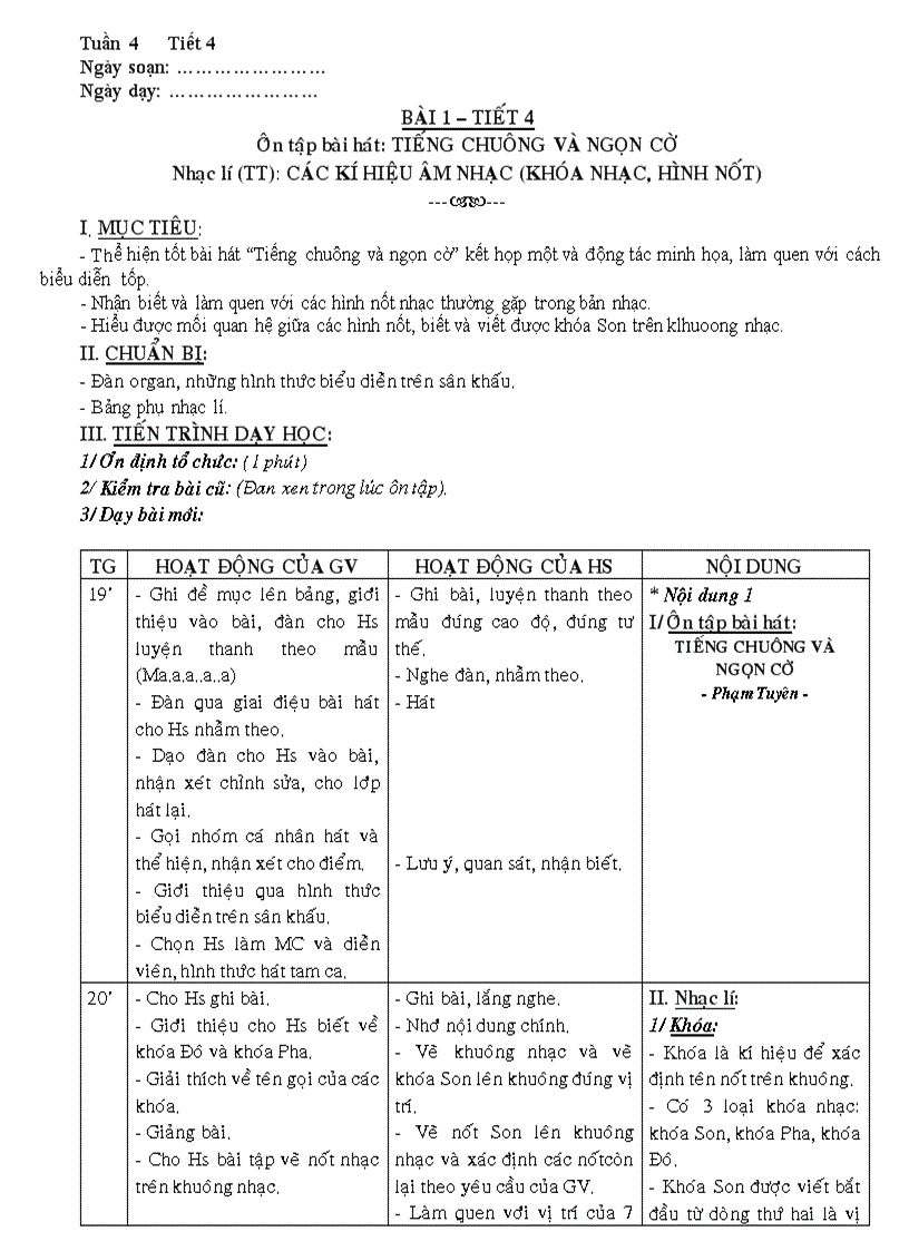 Nhạc lớp 6 tiết 4