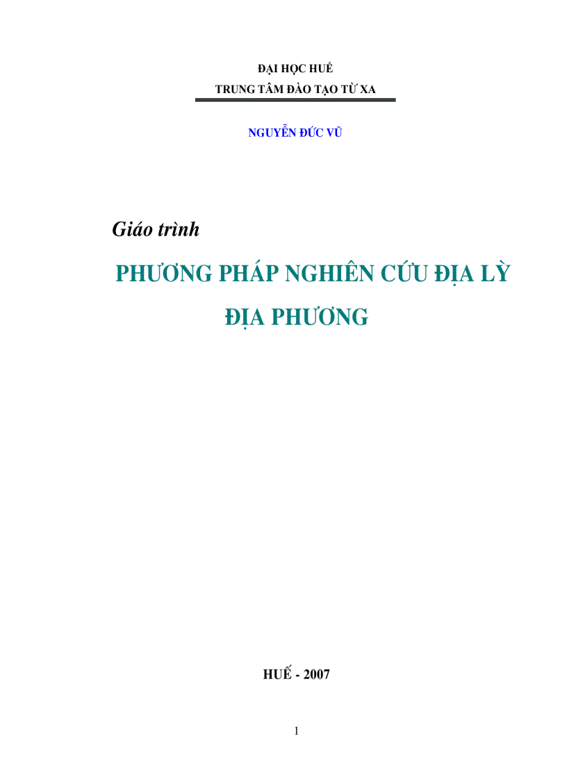 Phương pháp nghiên cứu Địa lý địa phương