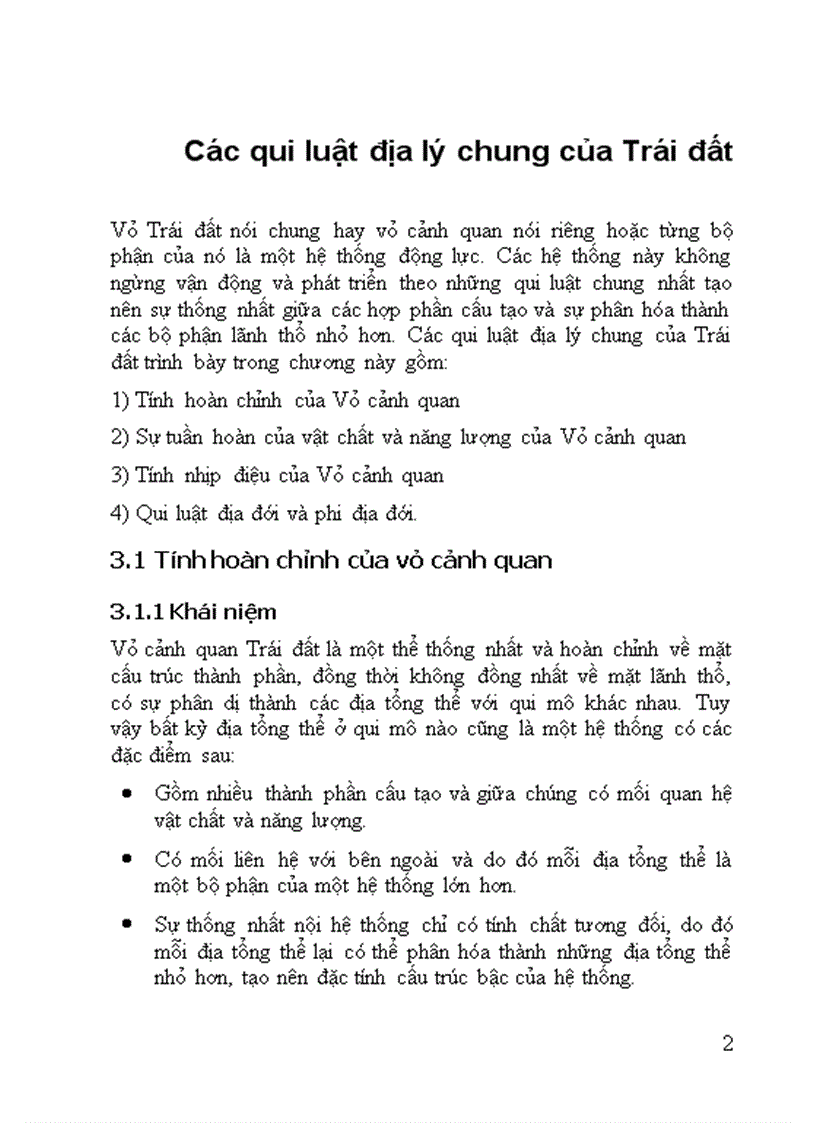 Các qui luật địa lý chung của Trái đất