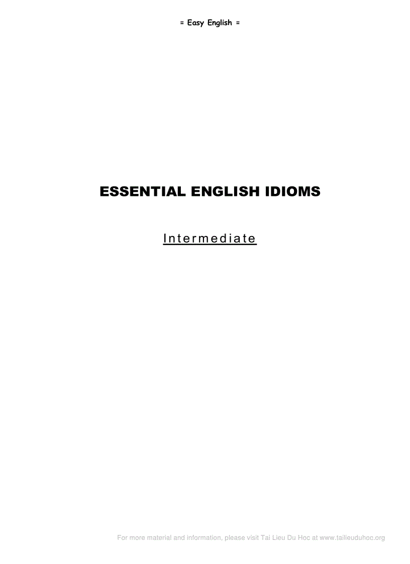 Essential English Idioms Intermediate