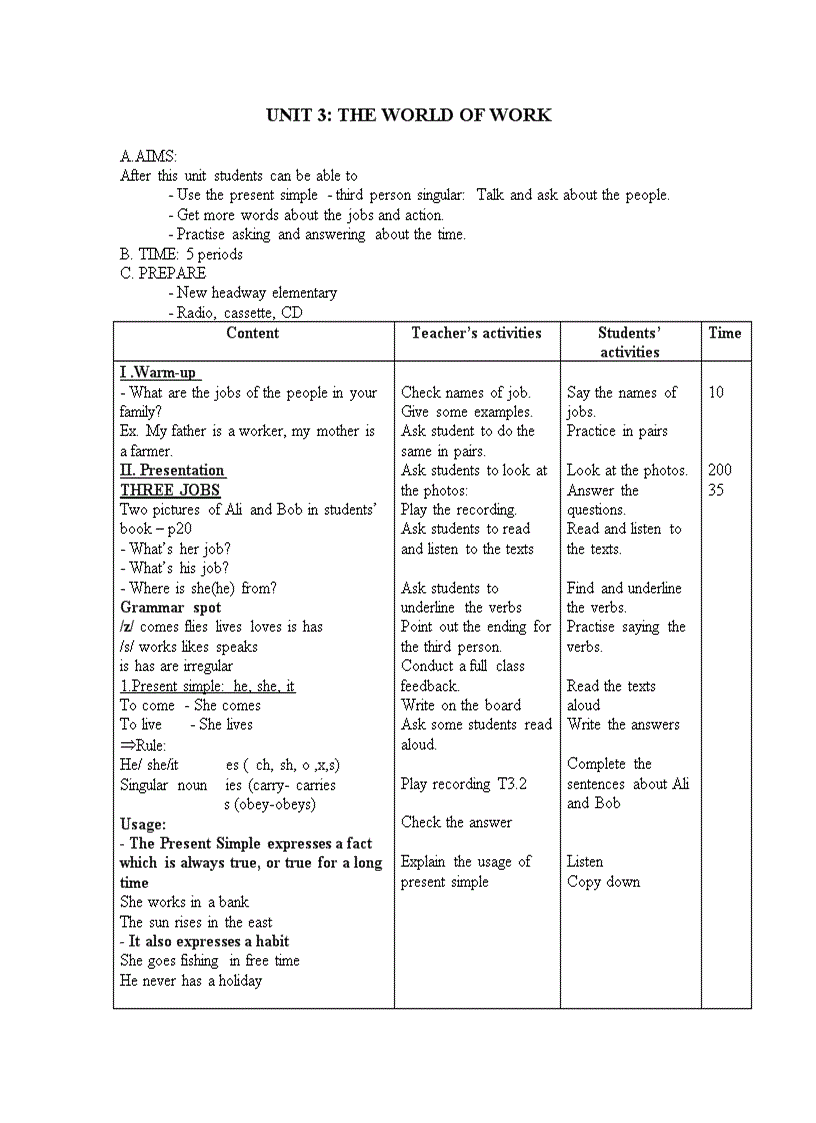 Unit3 New Headway elementary