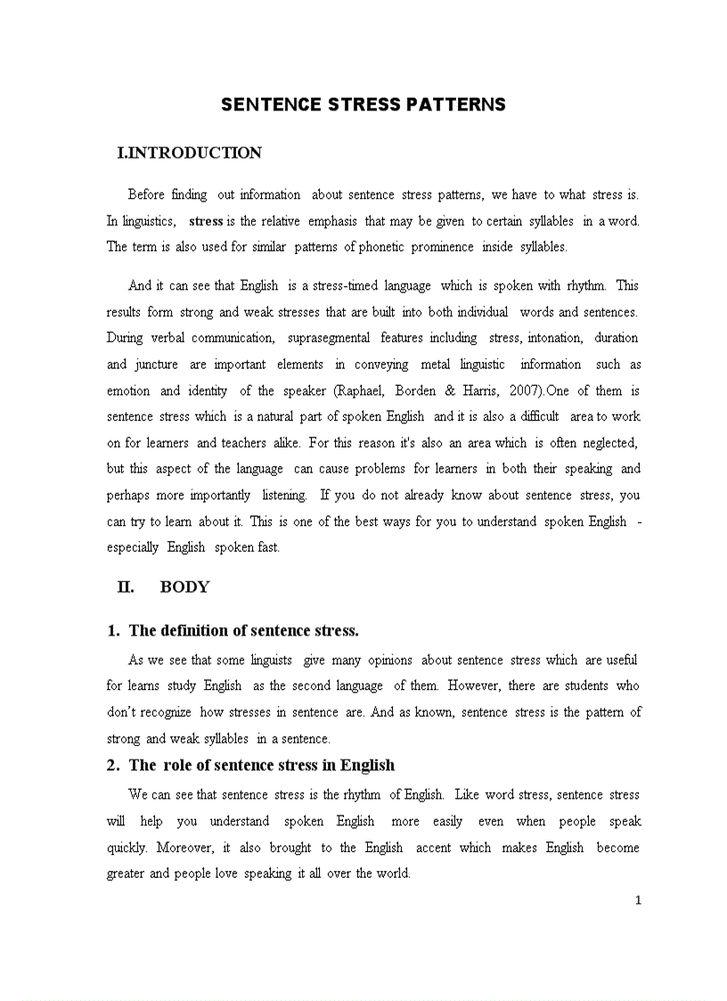 Sentence stress patterns